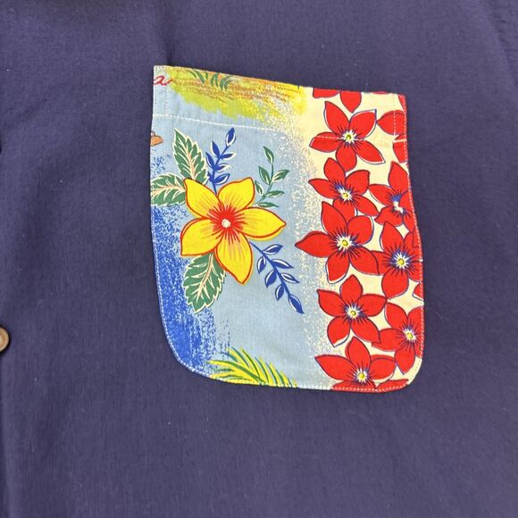 Tommy Hilfiger The Hawaiian Islands Shirt Mens XL Navy Blue Tropical Aloha FS - Picture 7 of 14